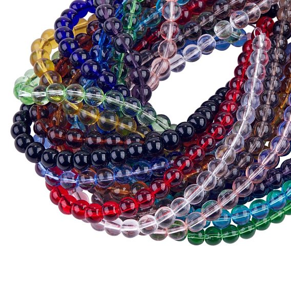 30Strands 15 colors Glass Round Bead Strands