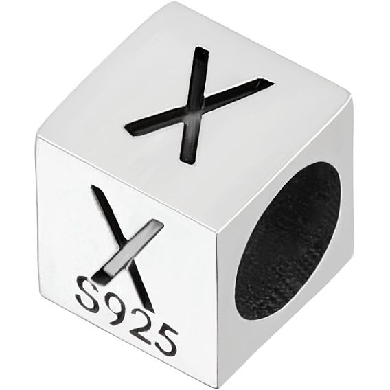 Sterling Silver Beads, Cube, European Bead