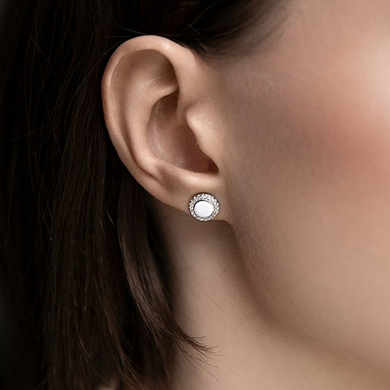925 плоские круглые серьги-гвоздики из стерлингового серебра с прозрачным кубическим цирконием