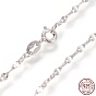 925 Sterling Silver Link Chain Necklaces, with Spring Ring Clasps