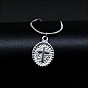 304 Stainless Steel Oval with Cross Pendant Necklaces for Men