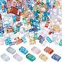 315Pcs 9 Colors 2-Hole Transparent Glass Seed Beads, Antique Style, Rectangle