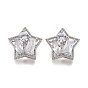 Пуговицы на хвостовике из латуни с микропейвом и прозрачным кубическим цирконием, звезда