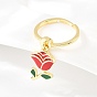 Регулируемые латунные эмалевые кольца-подвески для женщин, долговечный, реальный 18 k позолоченный