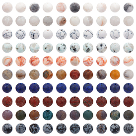100Pcs 10 Style Natural & Synthetic Gemstone Beads, Frosted, Round