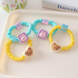 Cute Bunny Bear Bowknot Hair Ties Elastic Bands Candy Color Hair Accessories