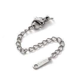 304 удлинитель цепи из нержавеющей стали, овальные, с застежками и подвеской