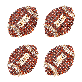 Broches de solapa de aleación de zinc con diamantes de imitación, rugby, dorado