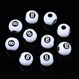 Opaque Acrylic Beads, Round with Number 8