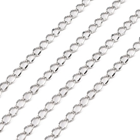304 из нержавеющей стали обуздать цепи, с катушкой, для ожерелья делает, пайки, 4x2.7x0.5 мм, около 164.04 футов (50 м) / рулон
