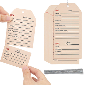 200шт. бумажных бирок, прямоугольные, с 200шт. железной проволокой