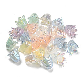 Capuchons de perles en acrylique plaqués d'inspiration sirène, fleur