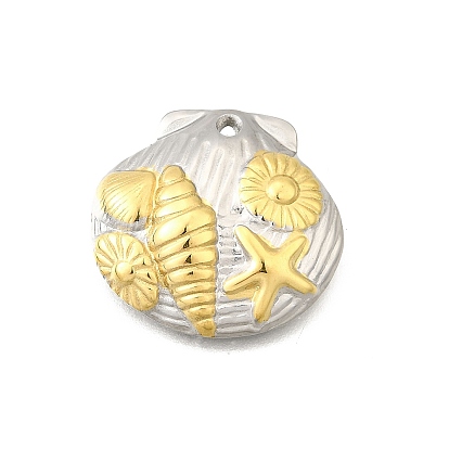 304 подвески из нержавеющей стали, ионное покрытие (ip), форма ракушки с подвеской в виде морской звезды и раковины