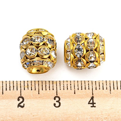 Brass Rhinestone Beads, Barrel