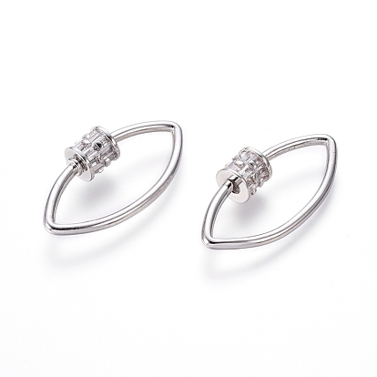 Латунные микропаве, кубический цирконий, винт, карабин, подвески с замком, для изготовления ожерелий, прозрачные, лошадиный глаз 