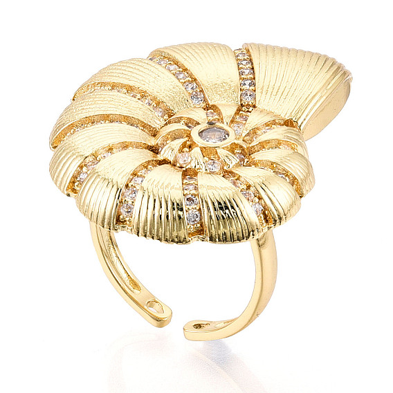 Латунные микропаве кубические цирконии регулируемые открытые манжеты кольца для женщин, без кадмия и без свинца, раковина