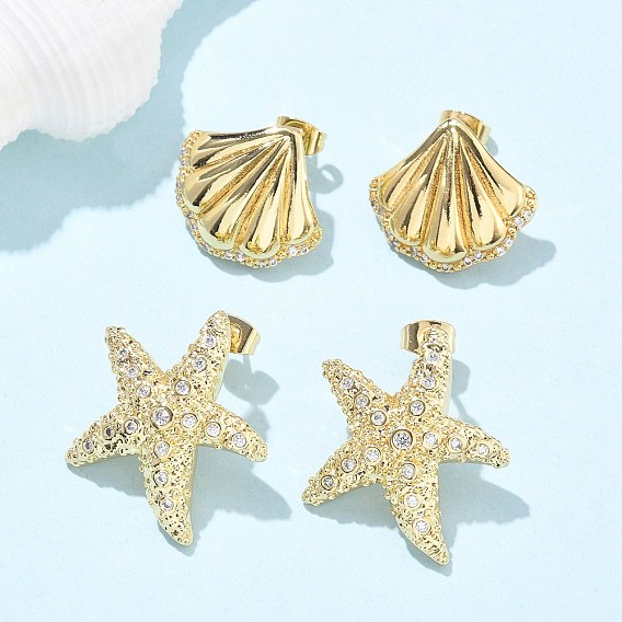 Серьги-гвоздики из циркония, реальный 18 k позолоченный