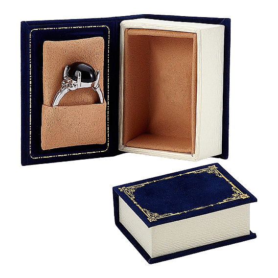 Microfiber Ring Storage Boxes, Book Shape
