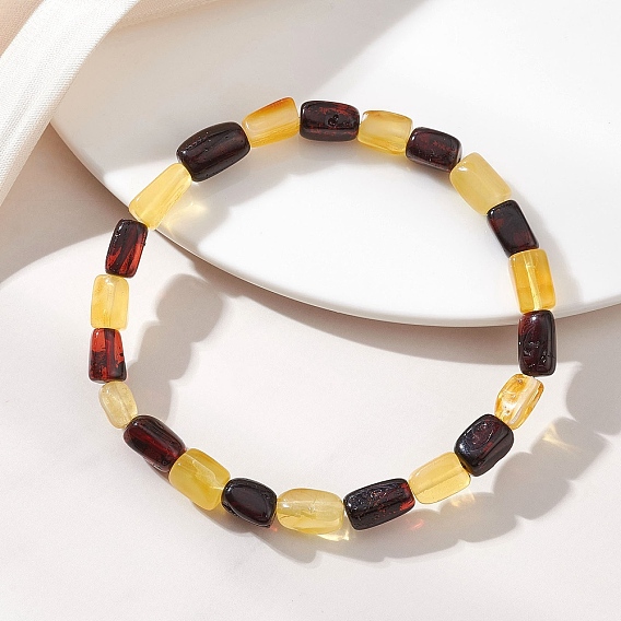 Натуральные янтарные браслеты из бусин, эластичные, для женщин и мужчин., кубоид