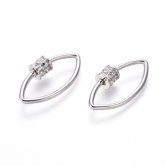 Латунные микропаве, кубический цирконий, винт, карабин, подвески с замком, для изготовления ожерелий, прозрачные, лошадиный глаз 