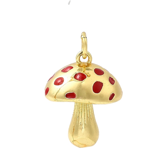 Латунные подвески, гриб, с эмалью, реальный 18 k позолоченный, с целью перехода в кольце