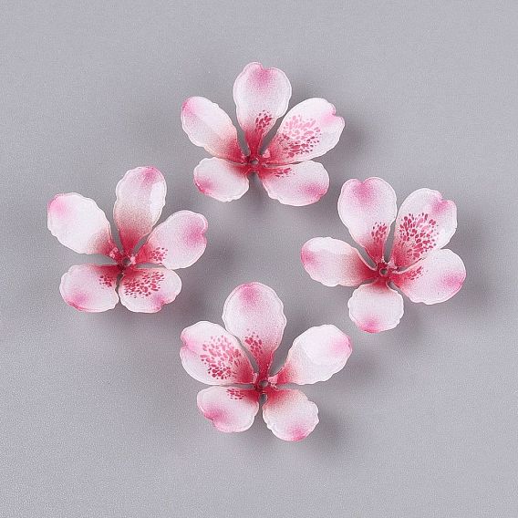 Heat Shrink Acrylic Bead Caps, 5-Petal Flower