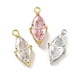 Вакуумное покрытие pvd 304 подвески из нержавеющей стали с кубическим цирконием, ромб прелести, розовый / прозрачный