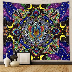 Polyester Butterfly Mushroom Wall Hanging Tapestry, Rectangle Trippy Tapestry for Wall Bedroom Living Room Decoration