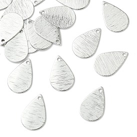 Colgantes de latón Shegrace, encantos de lágrima, estampar etiqueta en blanco, acabado cepillado, sin cadmio, plomo, níquel