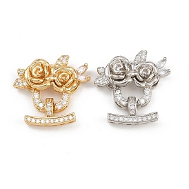 Латунное микропейв, прозрачный кубический цирконий, складные застежки, цветок