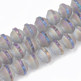 Стеклянные бусины с гальваническим покрытием , матовые, планета