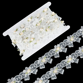 5 ярдов вышивка кружевной отделкой из полиэстера, бантом