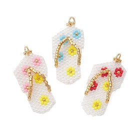 3шт. подвески из стеклянного бисера Miyuki, шлепанцы с подвеской в виде цветка, с 304 нержавеющей стали