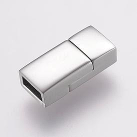 304 Stainless Steel Magnetic Clasps with Glue-in Ends, Ion Plating (IP), Rectangle