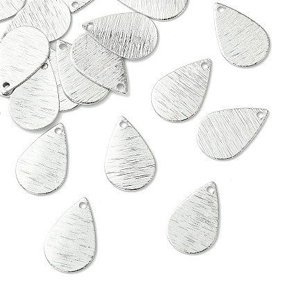 Colgantes de latón Shegrace, encantos de lágrima, estampar etiqueta en blanco, acabado cepillado, sin cadmio, plomo, níquel
