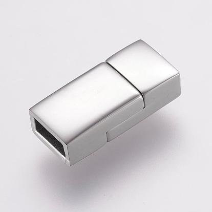 304 Stainless Steel Magnetic Clasps with Glue-in Ends, Ion Plating (IP), Rectangle