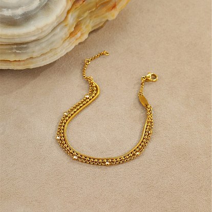 304 многорядные браслеты из нержавеющей стали с микропаве из кубического циркония, для женщин