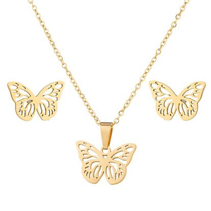 Минималистичный модный комплект женского ожерелья с полой подвеской-бабочкой