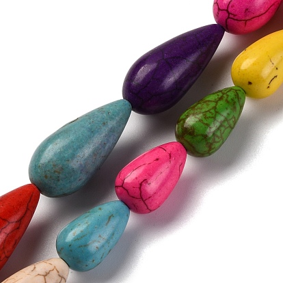 Синтетических нитей бирюзовые бусы, окрашенные, слеза