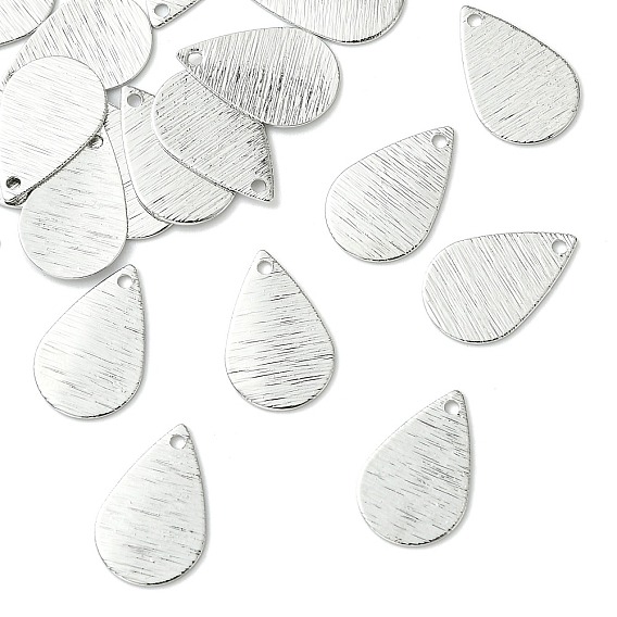 SHEGRACE Brass Pendants, Teardrop Charms, Stamping Blank Tag, Brushed Finish, Cadmium Free & Lead Free & Nickel Free