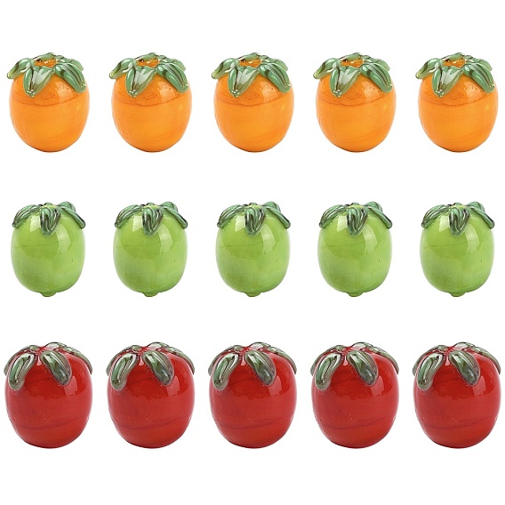 15Stück 3Farben handgefertigte Lampwork Emaille Perlen, Tomate