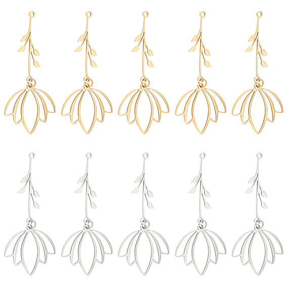 12 шт. 2 цвета ионное покрытие (ip) 201 большие подвески из нержавеющей стали, лазерная резка, с прыжковых колец, цветок