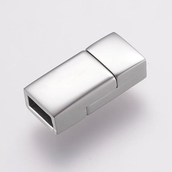 304 Stainless Steel Magnetic Clasps with Glue-in Ends, Ion Plating (IP), Rectangle