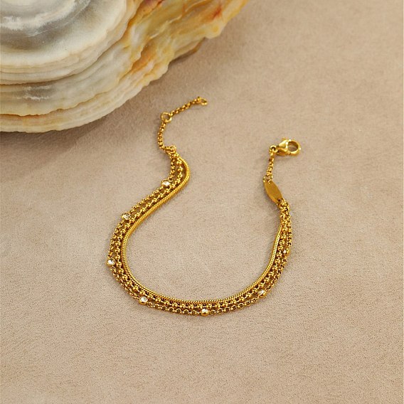 304 многорядные браслеты из нержавеющей стали с микропаве из кубического циркония, для женщин