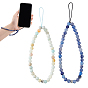 2 шт. 2 стили натуральный синий авантюрин и цветок амазонит бисерный ремешок для мобильного телефона на запястье, цепь для защиты от потери телефона для женщин и девочек