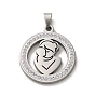304 Stainless Steel with Rhinestone Pendants, Mom, for Mother's Day