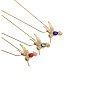 Geometric Copper Zircon Pendant with Fashionable Bird Necklace for Women