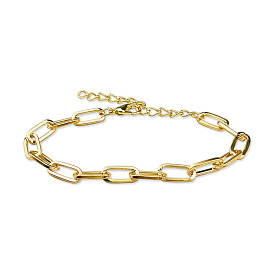 Minimalist Geometric Gold Metal Paperclip Bracelet for Women - Oval Cuban Link Chain