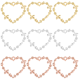 24 шт. 3 цвета подвески с открытой задней частью из сплава с покрытием стойки, для diy уф смолы, эпоксидная смола, Прессованные цветочные украшения, без кадмия, без никеля и без свинца, сердце