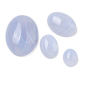 Natural Blue Lace Agate Cabochons, Oval